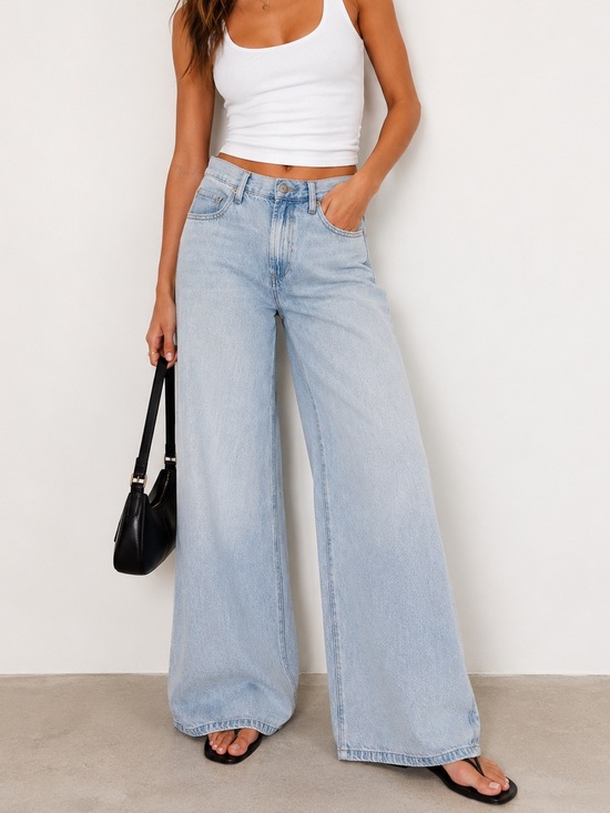 pistola Denim - Pistola Wide Leg Jeans Size 27 Light Wash High Rise Lyocell Cotton Denim Pants